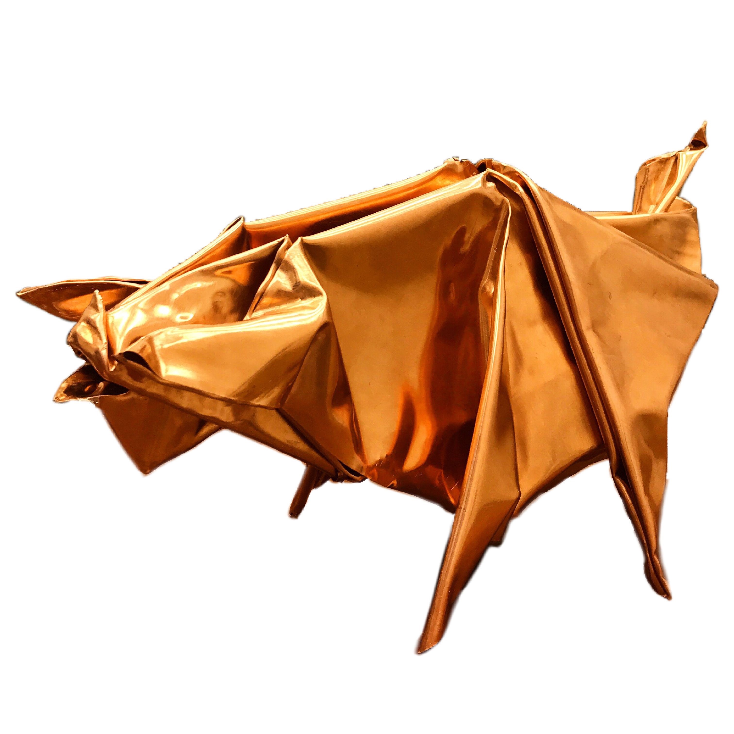 Адиль Алиев. "Свинка" (из серии "Оригами"), 2020. Медь. Фото из архива Адиля Алиева