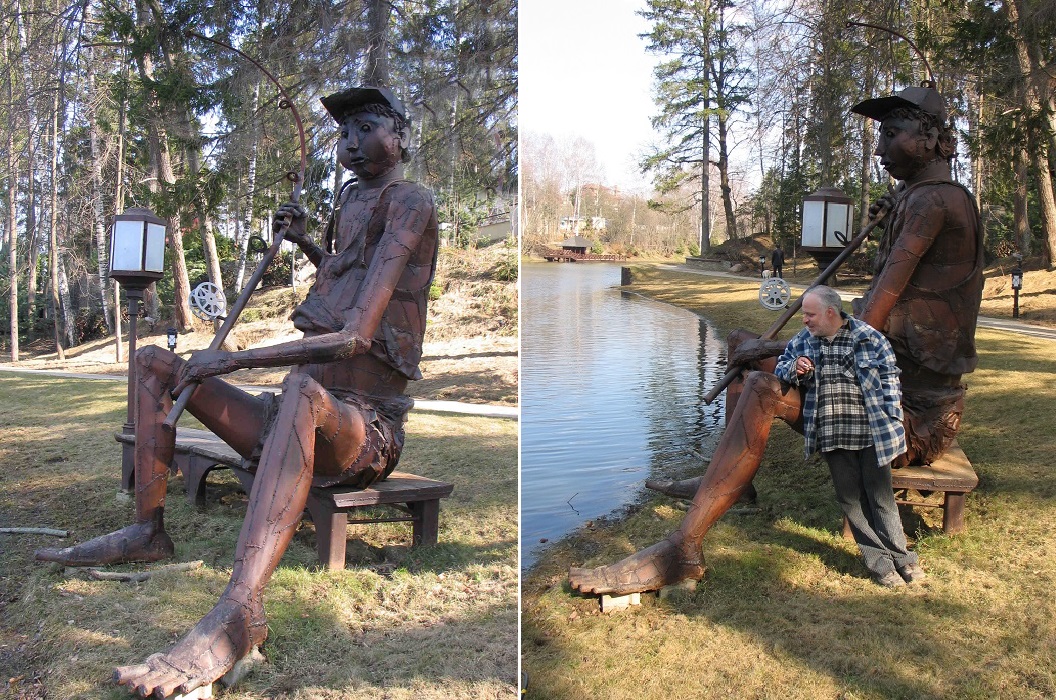 Андрей Асерьянц. "Рыбак", 2002. Металл, высота 350  см. Поселок Николино, Московская область