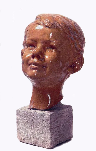 Николай Атюнин. "Голова ребенка", 1952. Майолика, 30x20x20 см. Фото из каталога "Николай Атюнин. Скульптура", 2007