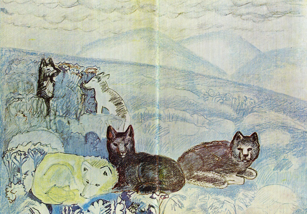 ''Собаки у стойбища оленеводов'', 1971. Бумага, карандаши