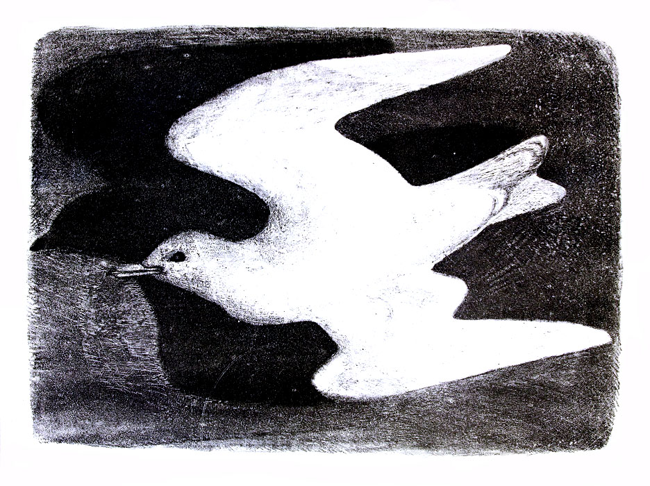 ''Чайка и ворон'', 1975. Бумага, литография