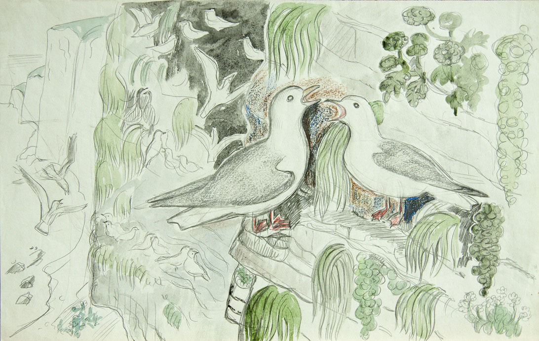 ''Чайки на скалах'', 1978. Бумага, карандаши