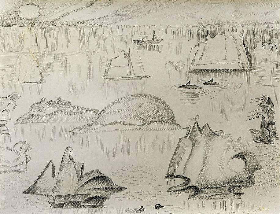 ''Ледовитый океан, льды тают''. 1978. Бумага, карандаш
