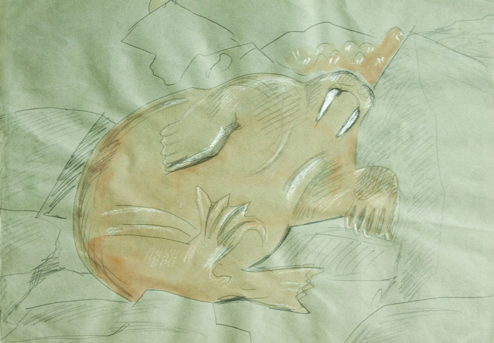 ''Отдыхающий морж'', 1978. Бумага, карандаш, акварель