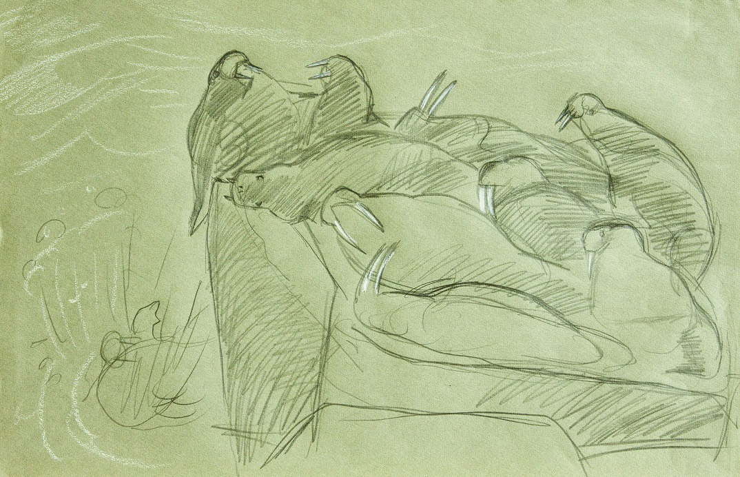 ''Крайнего моржа выдавили со скалы'', 1978. Бумага, карандаш