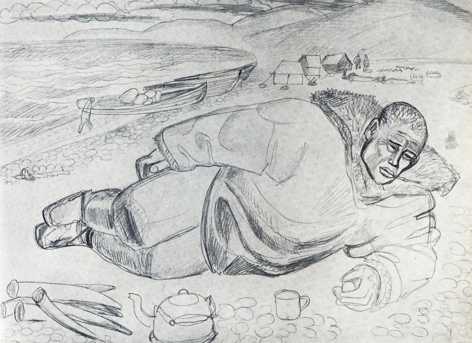 ''Чукча после охоты на моржей'', 1971. Бумага, карандаш
