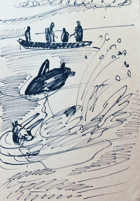 ''Охота чукчей на моржей'', 1971. Бумага, фломастер