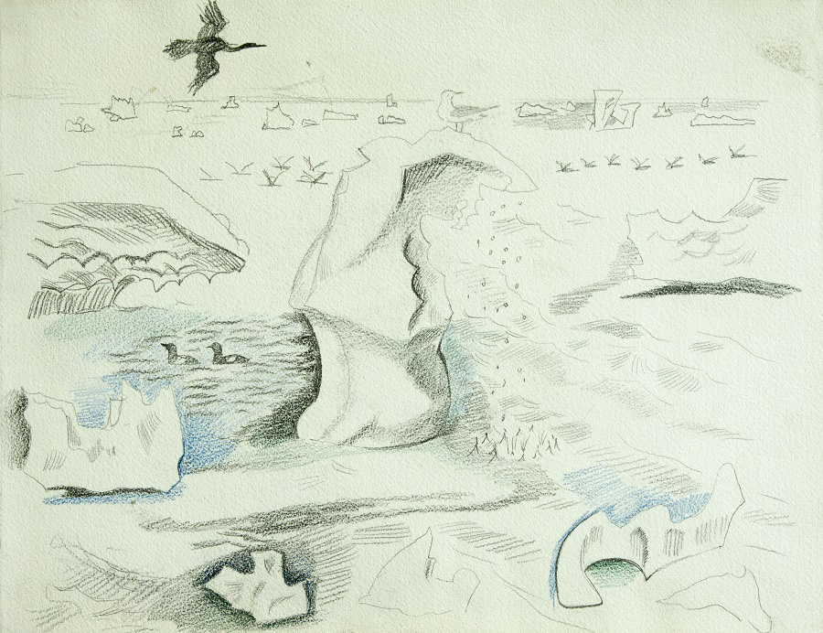 ''Тающие льды Ледовитого океана'', 1971. Бумага, карандаши