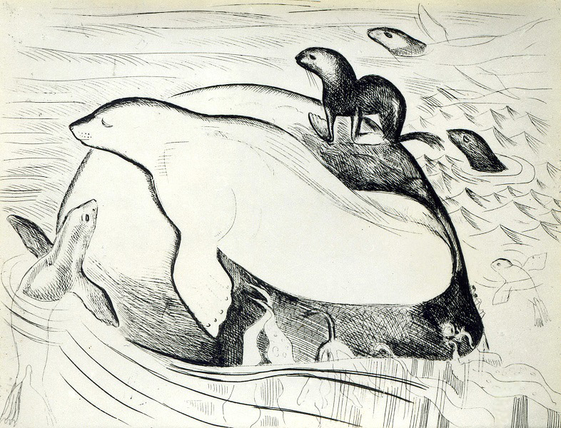 ''Сивуч на камне'', 1982. Бумага, офорт
