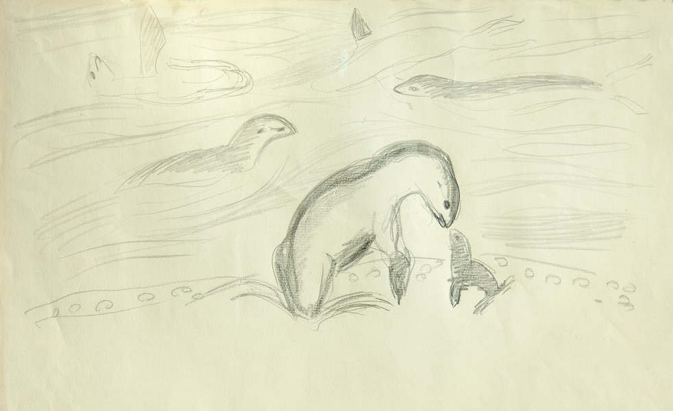 ''Возвращение из моря'', 1982. Бумага, карандаш