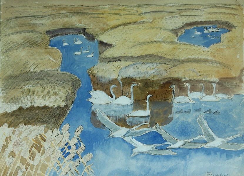 ''Лебеди'', 2004. Бумага, акварель