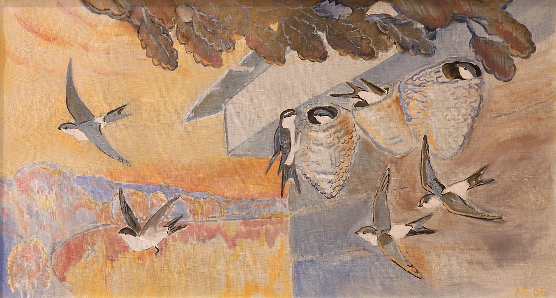 ''Ласточки'', 2004. Холст, масло, 55х96 см. Государственный Дарвиновский музей, Москва