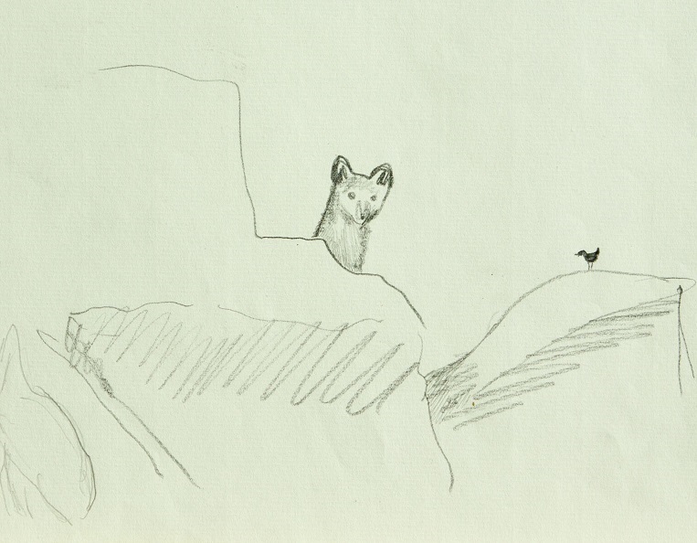 ''Песец и крапивник'', 1987. Бумага, карандаш