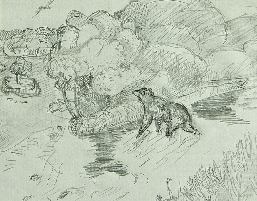 ''Ловля горбуши на Камчатке'', 1976. Бумага, карандаш