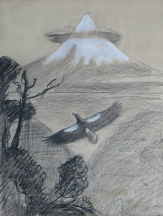 ''Кроноцкая Сопка и белоплечий орлан'', 1976. Бумага, карандаш, соус