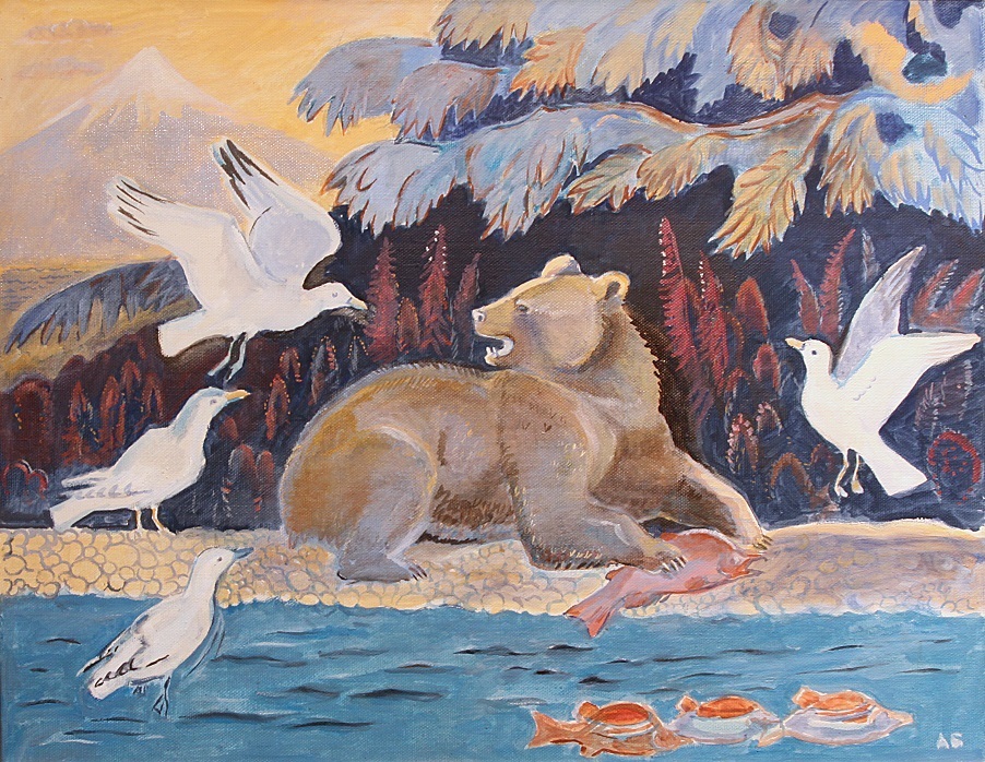 ''Медведь и чайки'', 2006. Холст, масло. Государственный Дарвиновский музей