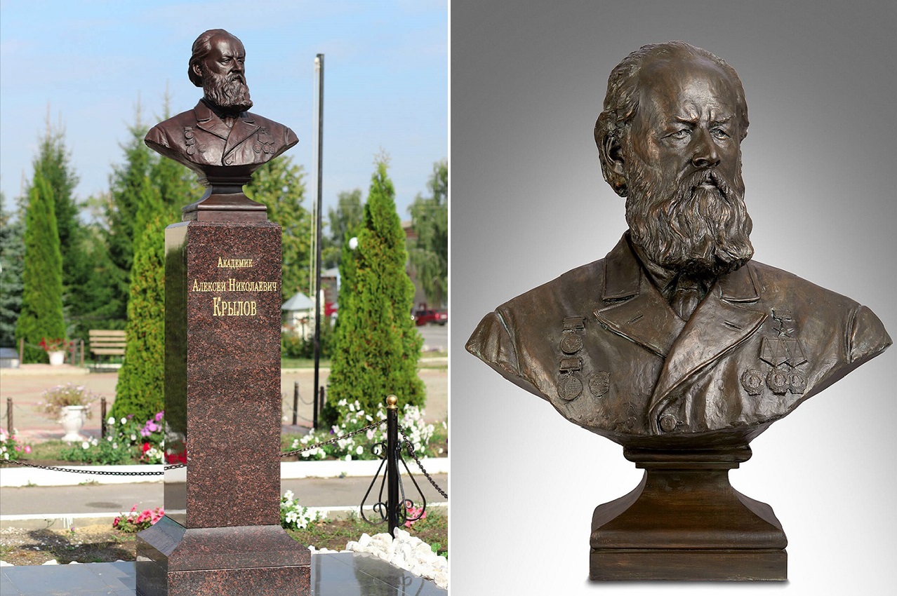 Владислав Чувашев. Бюст академика, инженера-кораблестроителя А.Н. Крылова, 2023. Бронза, гранит, 80х60х40 см. Село Порецкое, Чувашская Республика. Фото из архива Владислава Чувашева