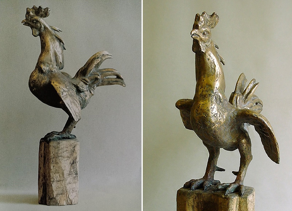 Алексей Цветков. ''Петух перед песней'', 2000. Металл, 87х45х44 см. Фото (слева) Марины Роз