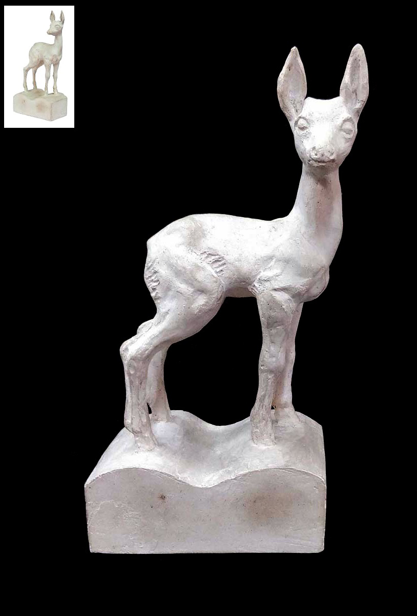 Александр Дейнека. "Оленёнок", конец 1940-х - начало 1950-х. Гипс, 28,8х15,2х7,9 см. Курская государственная картинная галерея имени А.А. Дейнеки
