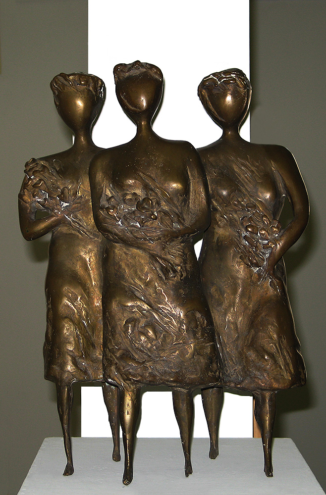 ''Три девицы'', 1980-е. Бронза, высота 40 см.Министерство культуры Республики Молдова, Кишинев