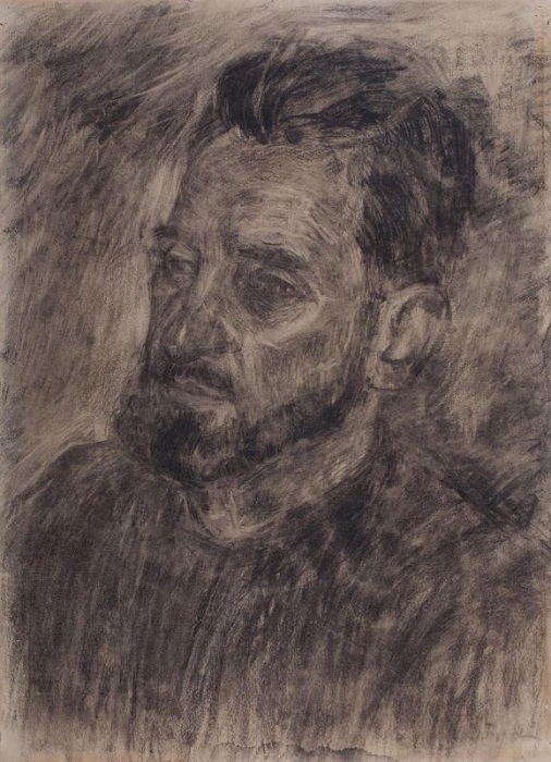 Сергей Кольцов. Автопортрет, 1928-1930 Бумага, уголь, 54,8х39,6 см. Пермская государственная картинная галерея.