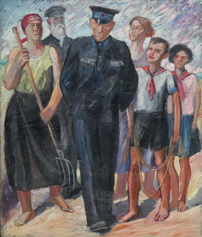 Сергей Кольцов. ''Захват фашиста'', 1942.Холст, масло, 70,8х59,5 см. Из собрания М. Арефьева