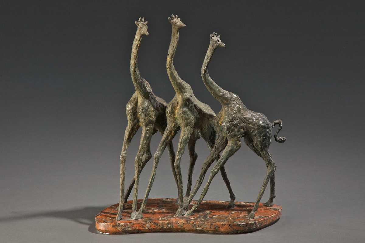 ''Три жирафа''. Металл, камень, высота 35 см