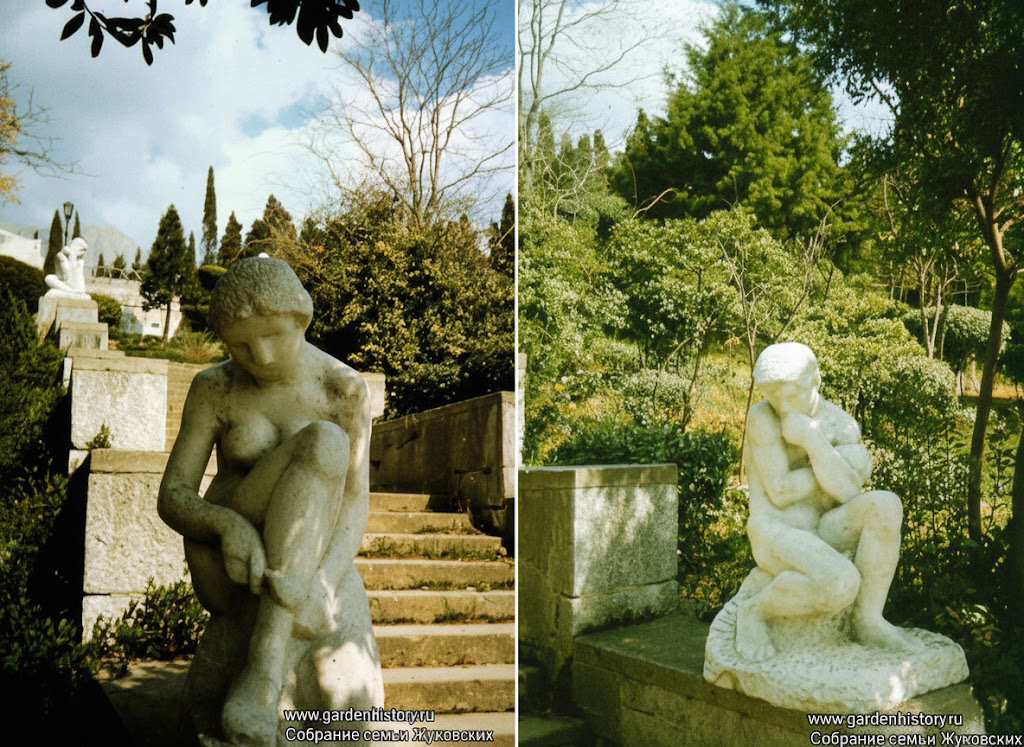 Новый Кучук-Кой. А.Т. Матвеев. "Надевающая чулок", 1912; "Засыпающий мальчик", 1908. Копии. Собрание семьи Жуковских