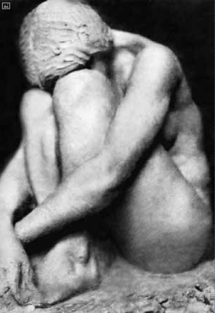Женская фигура для композиции ''Мысль'', 1913. Глина, не сохранилось.Фото из книги: ''С.Д. Меркуров. Воспоминания...'',М., Kremlin Multimedia, 2012