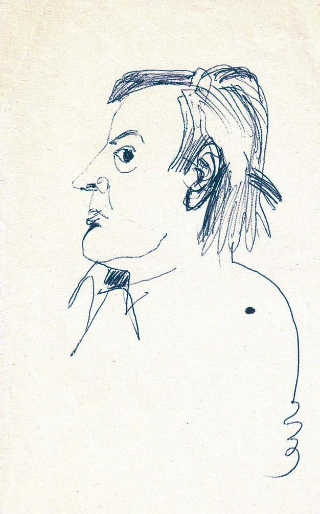 Валерия Семенова. ''Молодой Иван Казанский'', 1980.Бумага, перо, 17х11 см