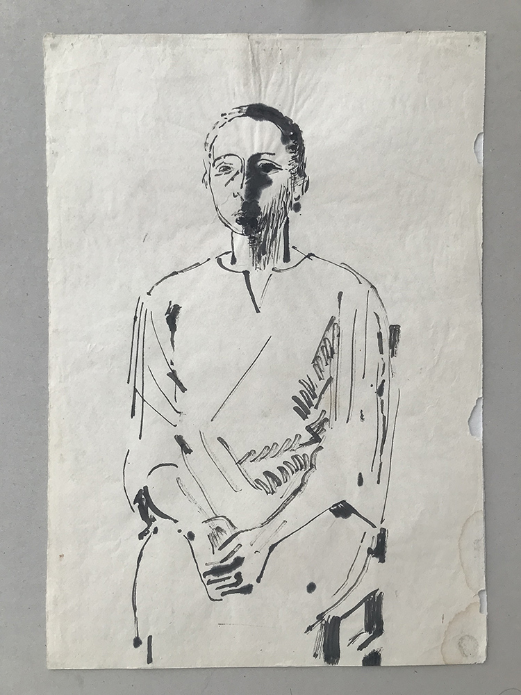 Дмитрий Шаховской. "Наташа", 1980. Промокательная бумага, тушь. Фото из архива семьи Шаховских