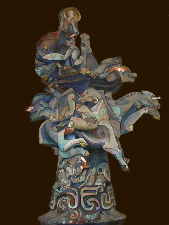 ''Мексиканская революция'', 1982.Керамика шамот, роспись, 140х78х60 cм.Государственная Третьяковская галерея
