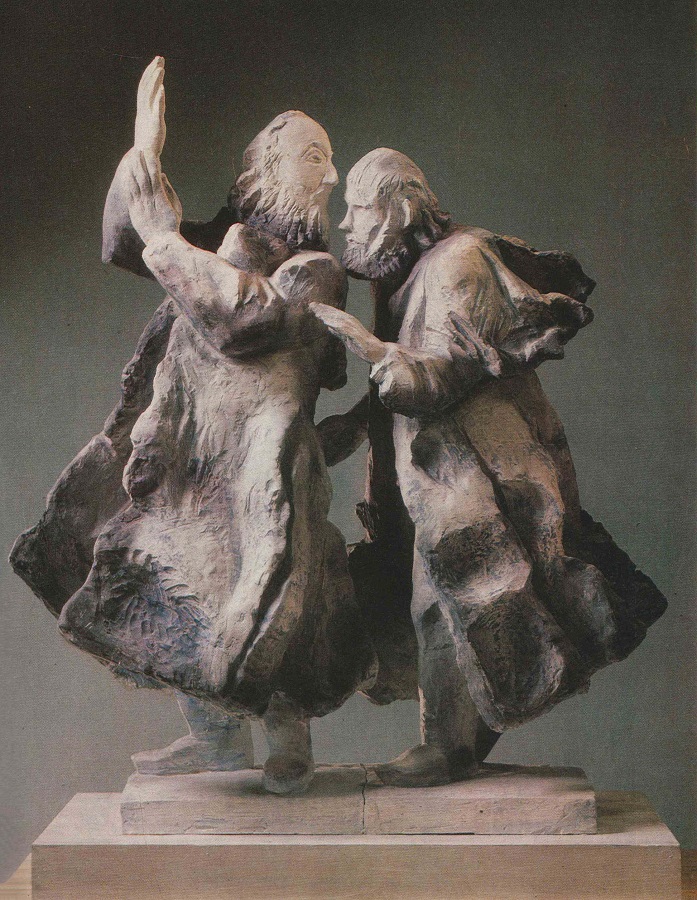 ''Мудрецы'' (Константин Циолковский и Николай Федоров), 1987.Гипс, 100х91х46 см