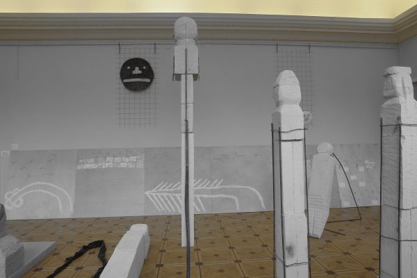 Анатолий Комелин. Вариант экспозиции ''Театра военных действий'' в РАХ, Москва, 2018. Фото из архива А.А. Комелина