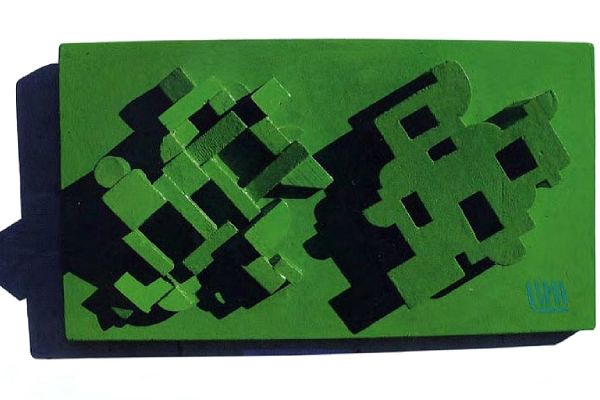 Игорь Шелковский. Рельеф из серии ''Летние дни'' 3, 1981. Дерево, краска, размеры вариативны. Фото: каталог ''Игорь Шелковский'', Мультимедийный комплекс актуальных искусств, М., 2013