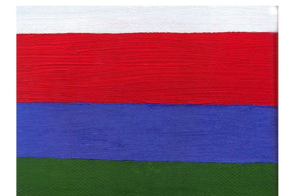 Игорь Шелковский. Из серии ''Флаги'' 11, 1990-е - 2010-е. Холст, масло, размеры вариативны.  Фото: каталог ''Игорь Шелковский'', Мультимедийный комплекс актуальных искусств, М., 2013