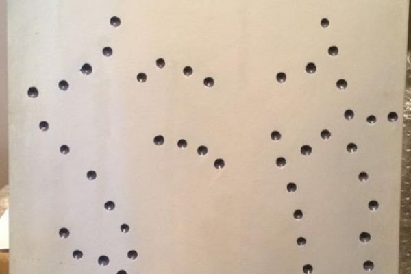 Игорь Шелковский. Из ''Японской серии'' 4,1990-1999. ДСП, акрил, масло, перфорация, 59,8х40 см. Московский музей современного искусства