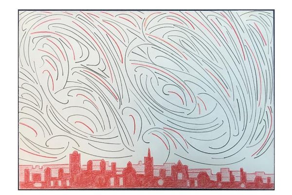 Игорь Шелковский. Из серии ''Механического рисование'' 11, 2002-2012. Бумага, карандаши, 14,7х20,9 см. Московский музей современного искусства