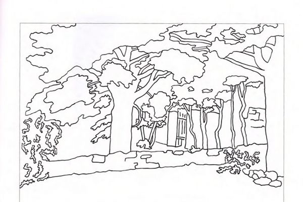 Игорь Шелковсккий. ''Дерево во дворе'', 1988. Бумага, тушь, 50х65 см. Фото: каталог ''Игорь Шелковский'', Мультимедийный комплекс актуальных искусств, М., 2013