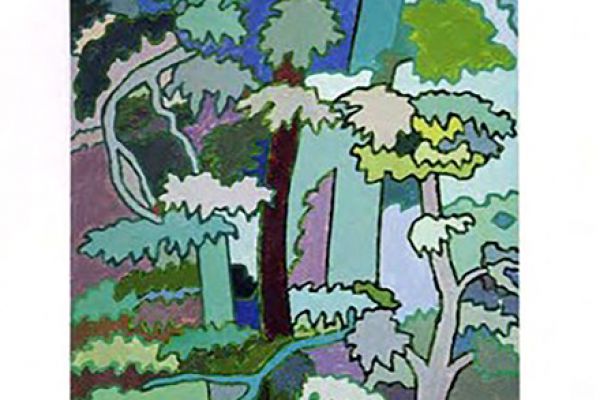 Игорь Шелковский. ''Лес'', 1980-е. Оргалит, масло, 244х122. Фото: каталог ''Игорь Шелковский'', Мультимедийный комплекс актуальных искусств, М., 2013