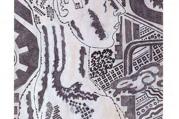 Игорь Шелковский. ''Мальчик из Переславля-Залесского'',1970. Бумага, карандаш, белила, 40х28 см. Фото: каталог Игорь Шелковский'', Мультимедийный комплекс актуальных искусств, М., 2013