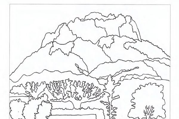 Игорь Щелковский. ''Южные горы'', 1988. Бумага, тушь, 50х65 см. Фото: каталог ''Игорь Шелковский'', Мультимедийный комплекс актуальных искусств, М., 2013а