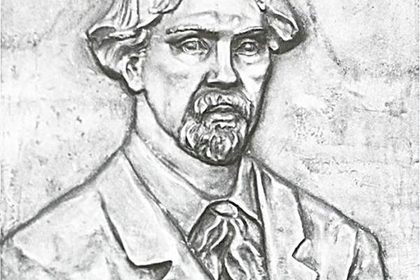 Александр Бурганов. ''Портрет Василия Сурикова'', 1985. Гипс, 77х70 см. Московский государственный музей ''Дом Бурганова'',