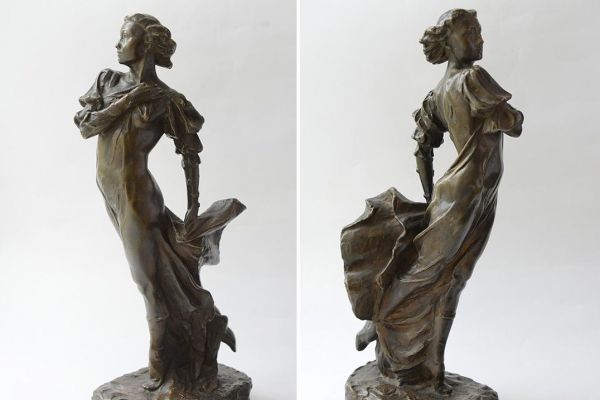 Елена Янсон-Манизер. ''Балерина Галина Уланова в партии Джульетты'' (балет С.С. Прокофьева ''Ромео и Джульетта'', ГАБТ Союза ССР), 1940-е - 1950-е. Автор модели. Бронза, 42х22х14 см. Оренбургский областной музей изобразительных искусств