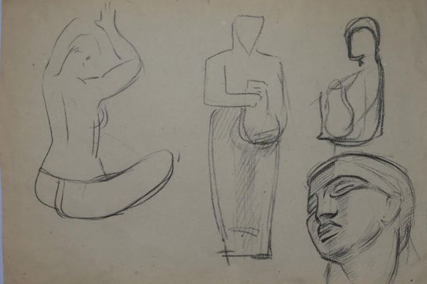 Олег Комов. Обнаженная натура, 1970-1975. Бумага, уголь, 54,5х40,7 см. Переславль-Залесский государственный историко-архитектурный и художественный музей-заповедник, Ярославская область