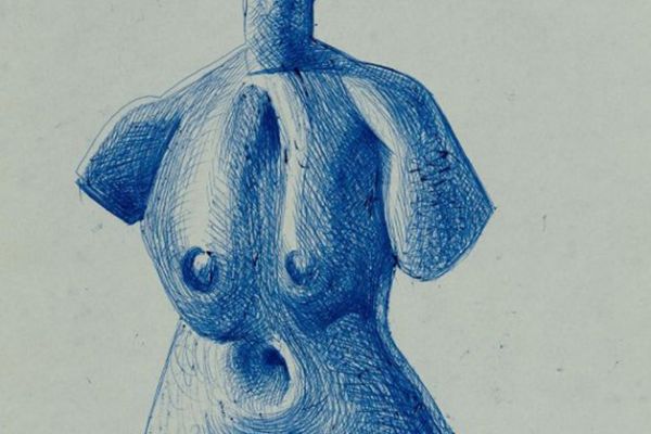 Олег Комов. Женский торс, 1972. Бумага, шариковая ручка, 27,3х19,2 см. Краснодарский краевой художественный музей имени Ф.А. Коваленко