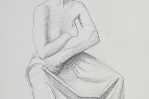 Олег Комов. Женщина с ребенком, 1978. Бумага, карандаш, 53,5х39 см. Челябинский государственный музей изобразительных искусств