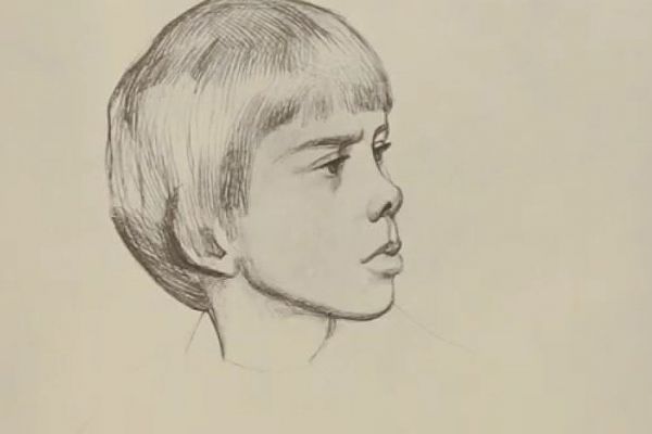 Олег Комов. Алеша Комов, 1984. Бумага, карандаш, 29х40 см. Фото: альбом ''Олег Комов'', М., ''Советский художник'', 1988