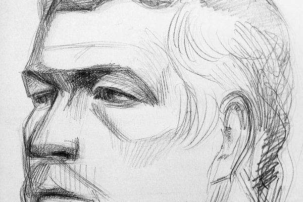 Олег Комов. Реставратор Савва Ямщиков, 1984. Бумага, карандаш, 29,5х23 см. Музей друзей Саввы Ямщикова, Пушкинские Горы, Псковская область