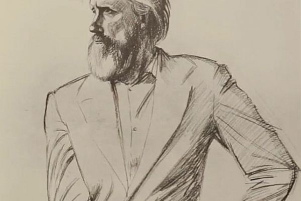 Олег Комов. Скульптор Николай Матвеев, 1985. Бумага, угольный карандаш, 40х29 см. Фото: альбом ''Олег Комов'', М., ''Советский художник'', 1988